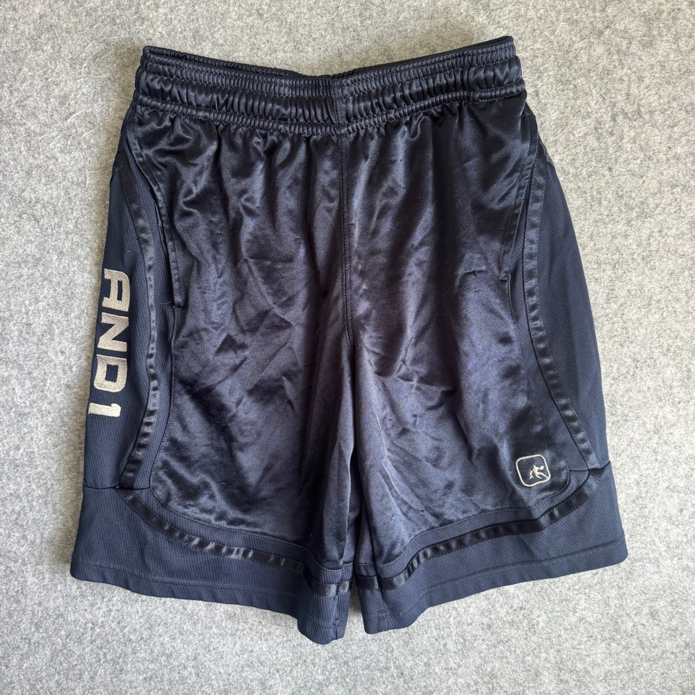 AND1 Mens Basketball Shorts Size S Black Mesh Athletic Gym Training